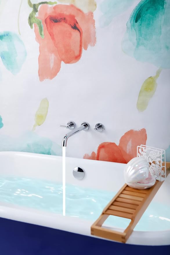 Wall Mount Tub Filler, Two Handle Bathtub Faucet, Extra Long Spout Reach - Image 5