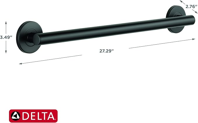 DELTA FAUCET 41824-BL Contemporary Decorative ADA Grab Bar 24 in, Matte Black - Image 3