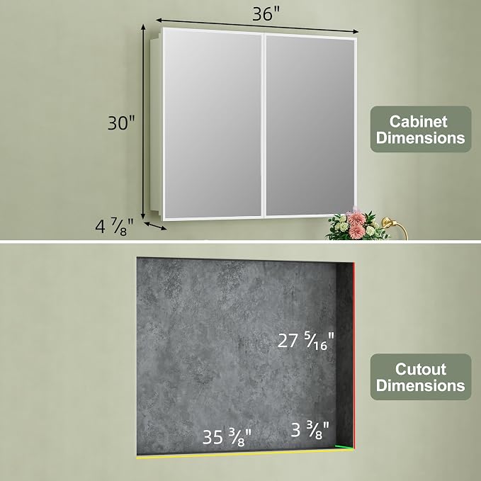 Buruis 36" x 30" Framed Medicine Cabinet - Image 2