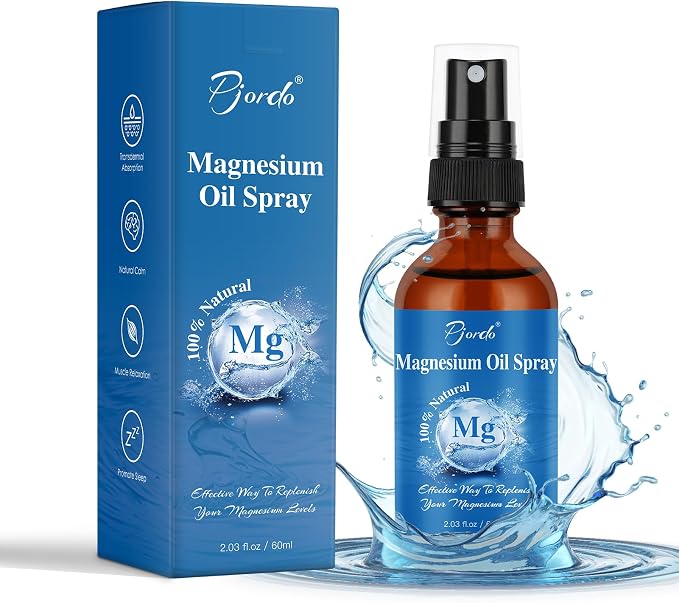 Magnesium Oil Spray for Feet, Body & Sleep, 100% Pure & Natural Organic Topical by Pjordo
