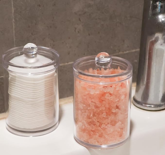 2 Pack Qtip Holder Dispenser, Bathroom Canisters Apothecary Jar Set, Acrylic - Image 5