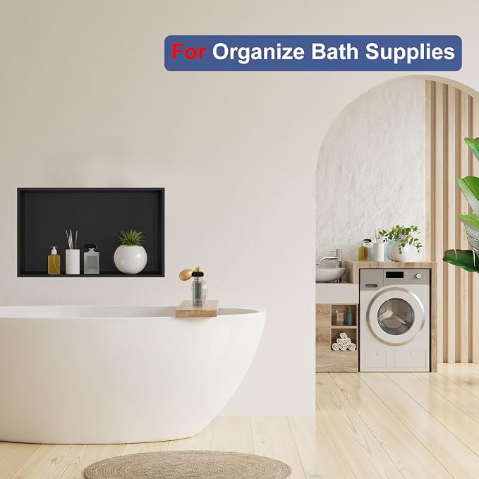 Shower Niche, 16 * 28 Stainless Steel Elegant Bathroom Niche, No Tile Needed - Image 5