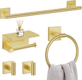 5 Pieces Brushed Gold Bathroom Hardware Set, SUS304 Stainless Steel Bathroom by LairuierBathroomHardwareSet