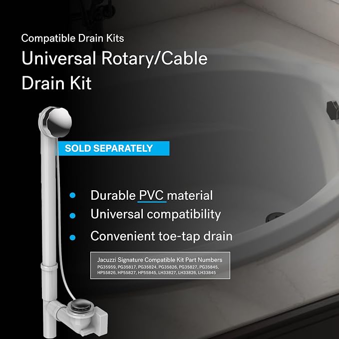 Jacuzzi SIGNATURE Acrylic Whirlpool Oval Drop-In Bathtub, Includes Heater & 6 - Image 4