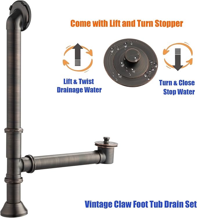 Artiwell Vintage Claw Foot Tub Drain Kit - Image 2