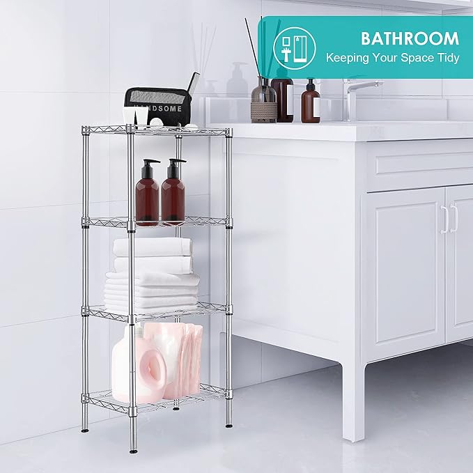 4 Tier Wire Shelving Unit, Height Adjustable Wire Shelves - Image 2