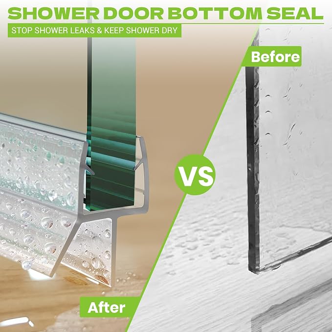 Shower Door Bottom Seal, for 1/4" Thick Framless Glass Door, to Stop Water - Image 4
