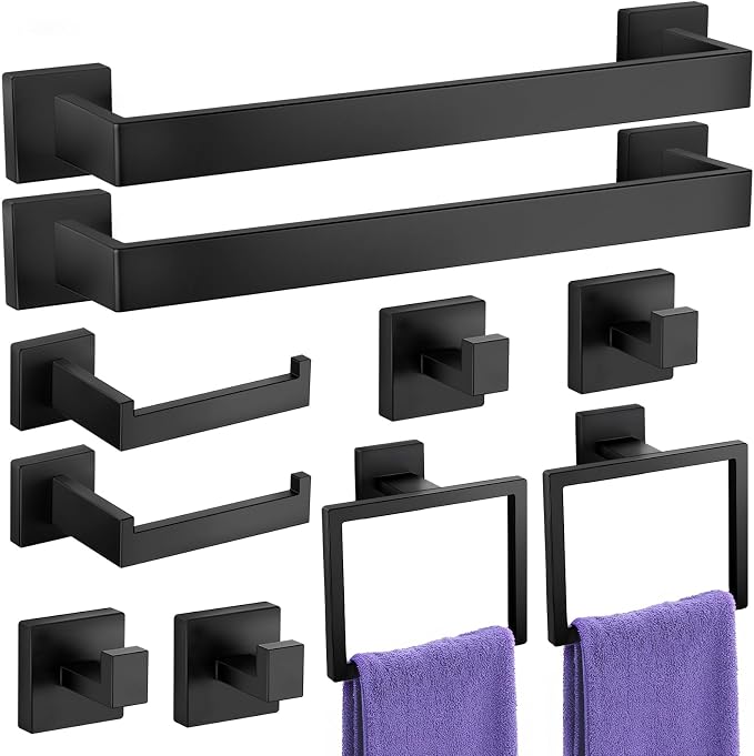 Bathroom Hardware Accessories Set: 10-Pieces Bath Towel Bar Set, Towel Racks by UPRONE