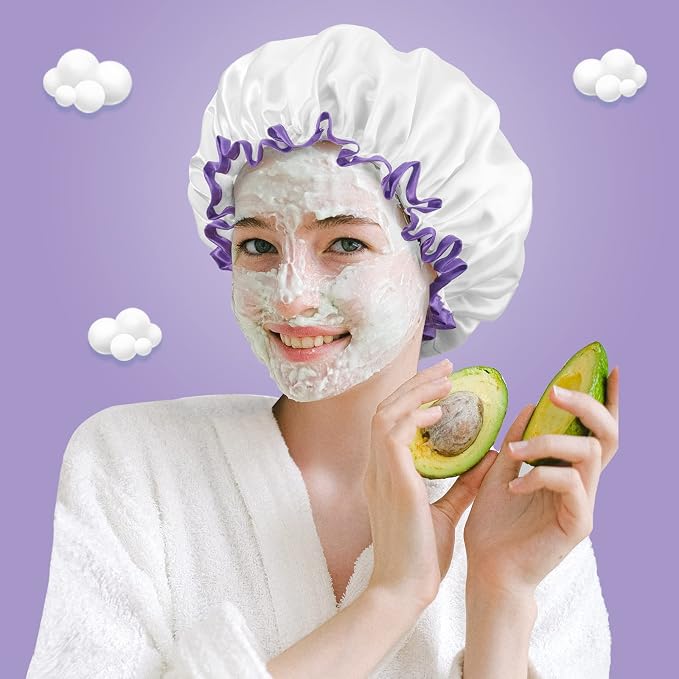 Aquior Shower Cap, Shower Cap for Women Reusable Waterproof, Large Bath Hair - Image 7