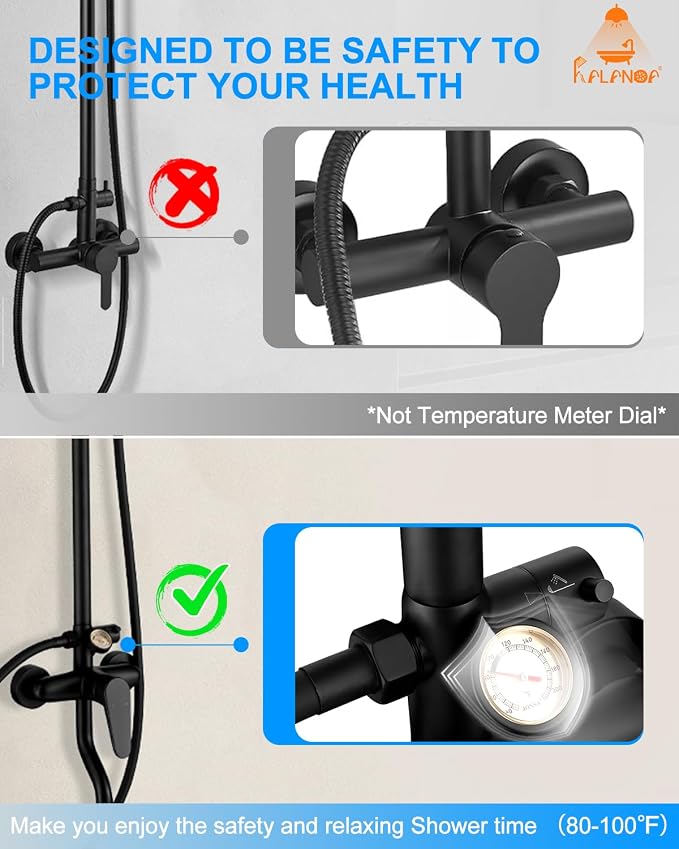 Outdoor Shower Fixture, 3 Functions Handle Tub Rainfall Shower Faucet Sets - Image 4