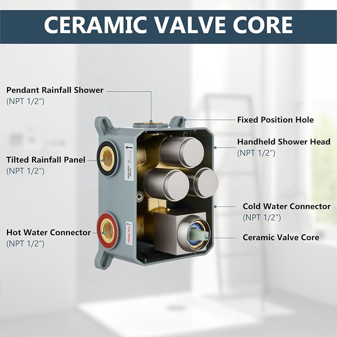 Aolemi Shower Faucet Set Ceiling Mount Shower System Rough-in Valve and Shower - Image 5