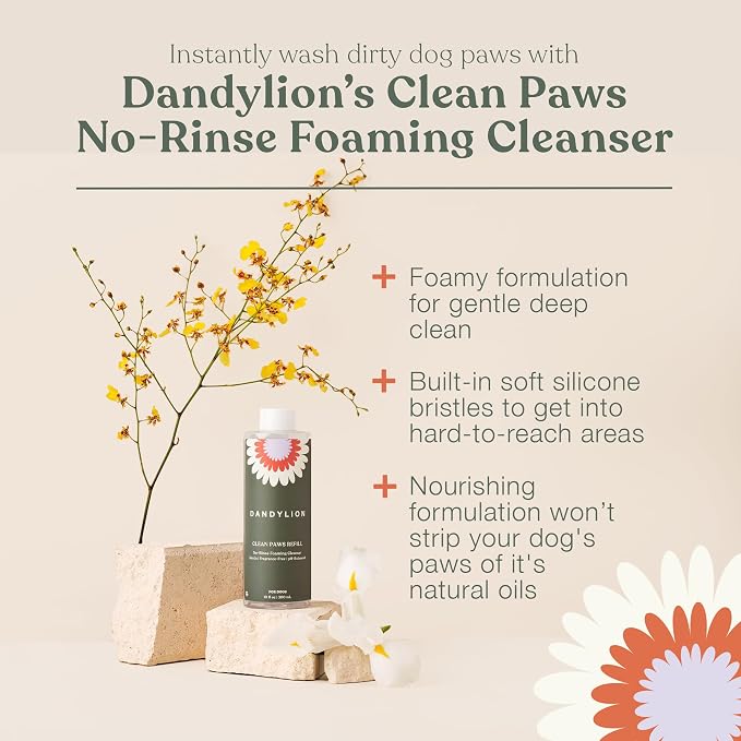 Dandylion Clean Paws No-Rinse Foaming Cleanser Refill – Gentle, Fragrance-Free - Image 3