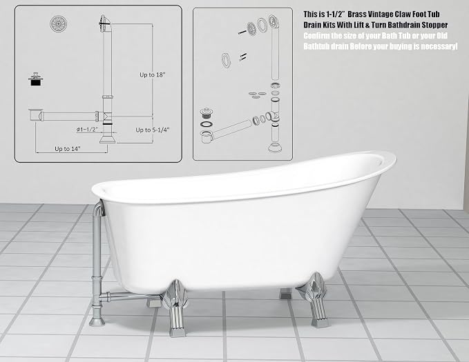 Artiwell Vintage Claw Foot Tub Drain Kit - Image 3