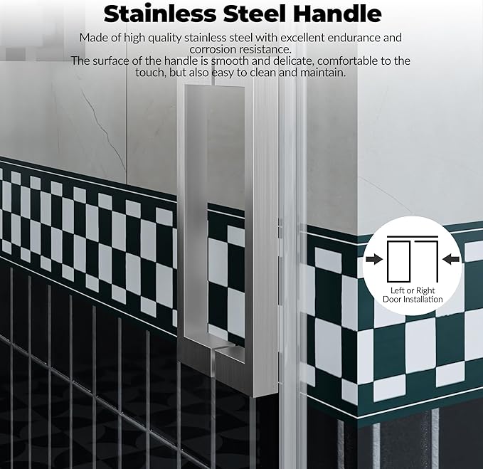 Frameless Sliding Shower Door, 6mm SGCC Tempered Clear Glass - Image 6