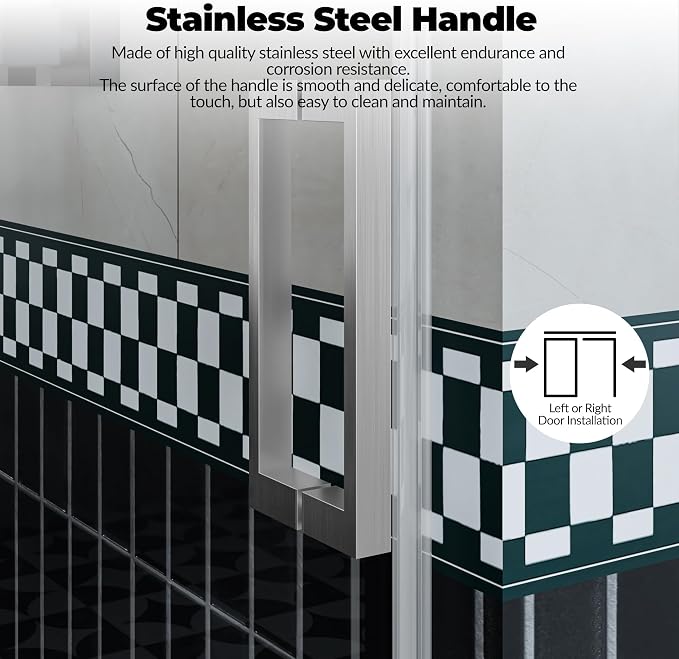 Frameless Sliding Shower Door, 6mm SGCC Tempered Clear Glass - Image 3