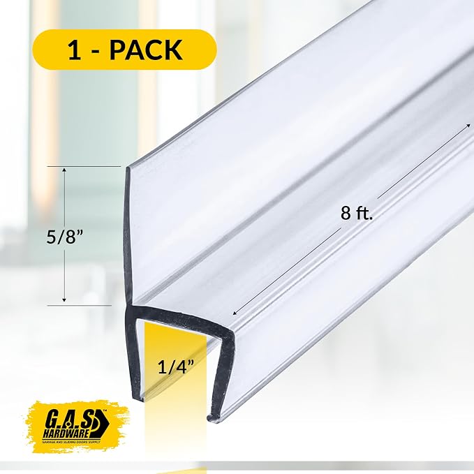 1/4" Frameless Shower Door Seal – H-Type 8 Ft. Ultra-Clear Bottom & Side Drip - Image 4