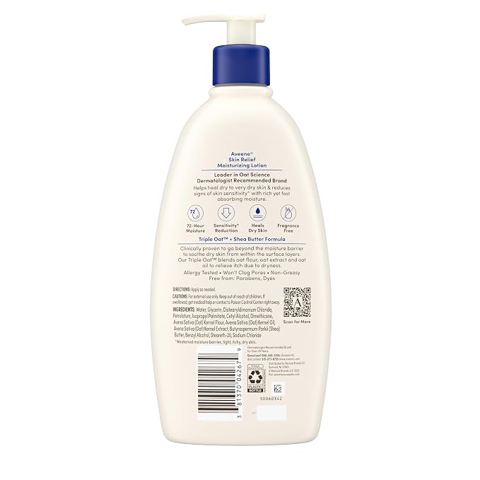 Aveeno Skin Relief Moisturizing Lotion Heals Very Dry, Sensitive Skin, - Image 9