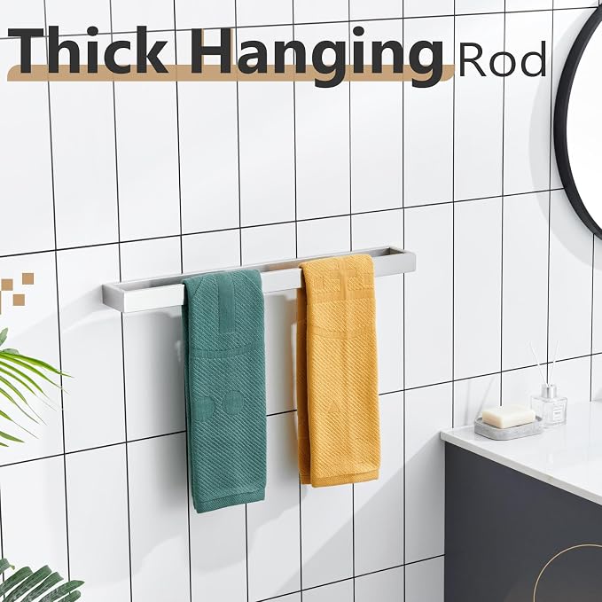 KOKOSIRI Towel Bar Brushed Nickel Bath Towel Hanger Holder 20-Inch Kitchen Rack - Image 6