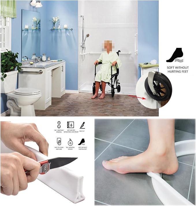 1/2" High Collapsible Shower Threshold Water Dam Barrier 118" Shower Water - Image 4