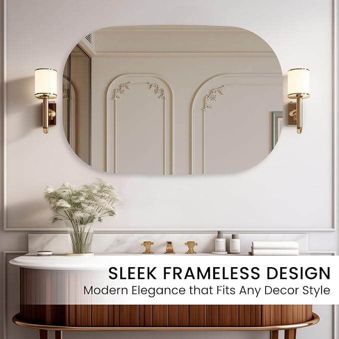 VASUHOME Frameless Bathroom Mirror, 24 x 36 Inch Wall Vanity Mirror, Large Wall - Image 5