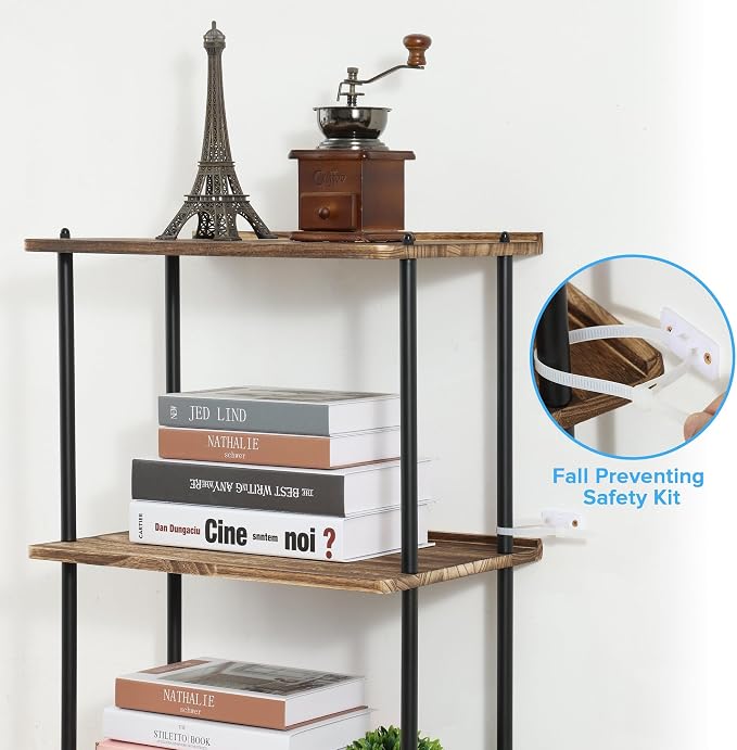 GETALL 5 Tier Bookshelf with Wheels, Tall Bookcase - Image 6