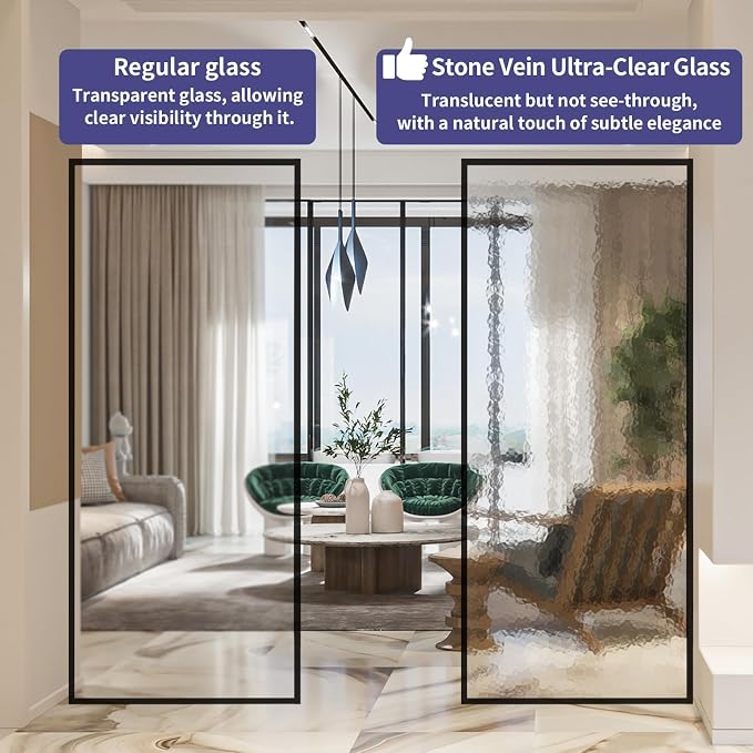 Dimaris Shower Door 30" X 78" Tempered Fluted Glass Framed Shower Screen Shower - Image 3