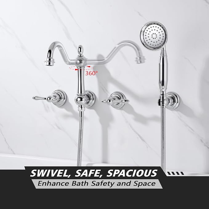 SUMERAIN Vintage Wall Mounted Bathtub Faucet - Image 4