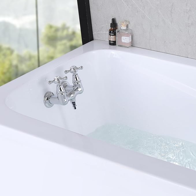 SUMERAIN Wall Mount Tub Faucet Vintage Leg Tub Filler 3-3/8 Inch Center High - Image 5