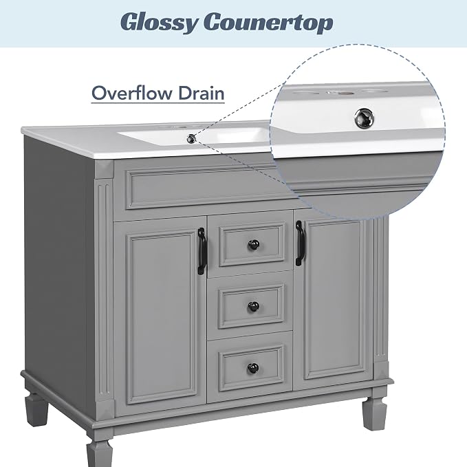 Merax 36" Bathroom Vanity with Sink, 36 inch Bathroom Vanity Storage Cabinet - Image 6