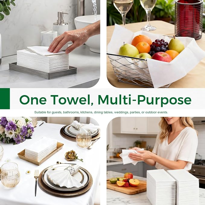 Charmount 300 Pack Disposable Paper Hand Towels Bulk, Linen-Feel Napkins Wedding - Image 4