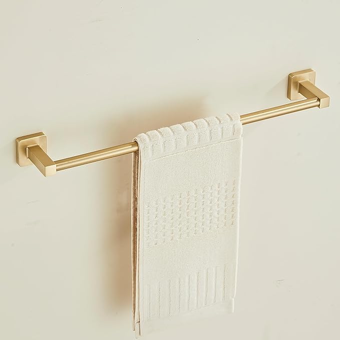 Wall Mounted Towel Rack for Bathroom, 18 Inch Brushed Light Gold Towel Bar by KUUBTH