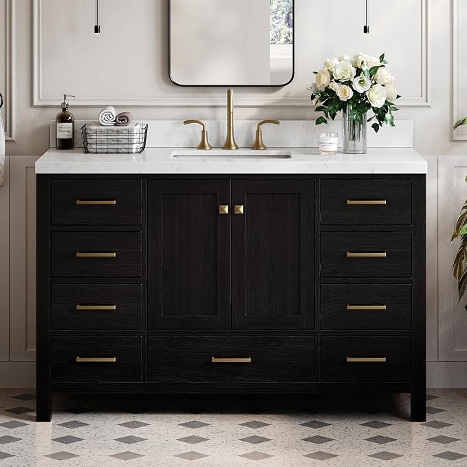 ARIEL Cambridge 54 Inch Single Rectangle Sink Bathroom Vanity by Ariel