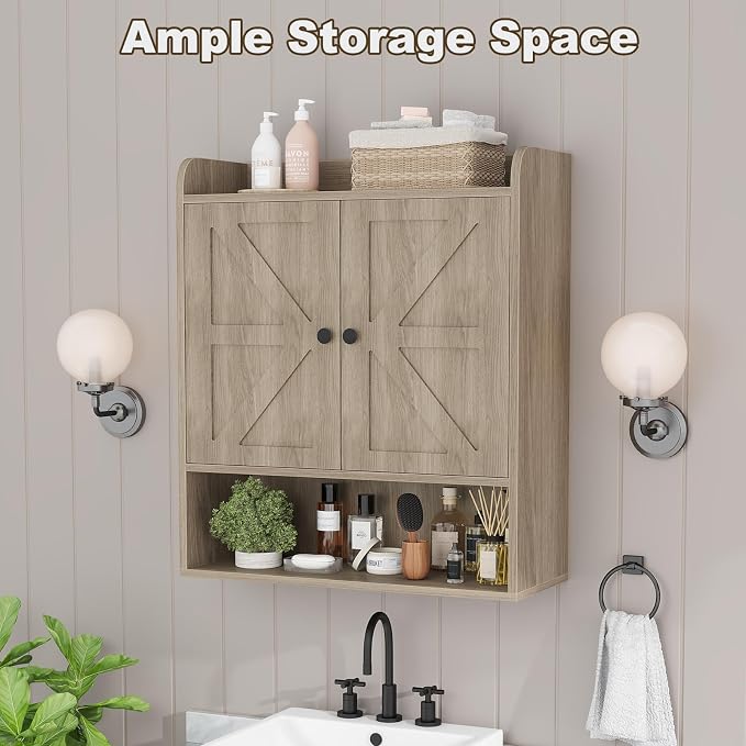 EasyCom 22" W x 26" H Bathroom Wall Cabinet, Farmhouse Medicine Cabinet - Image 6