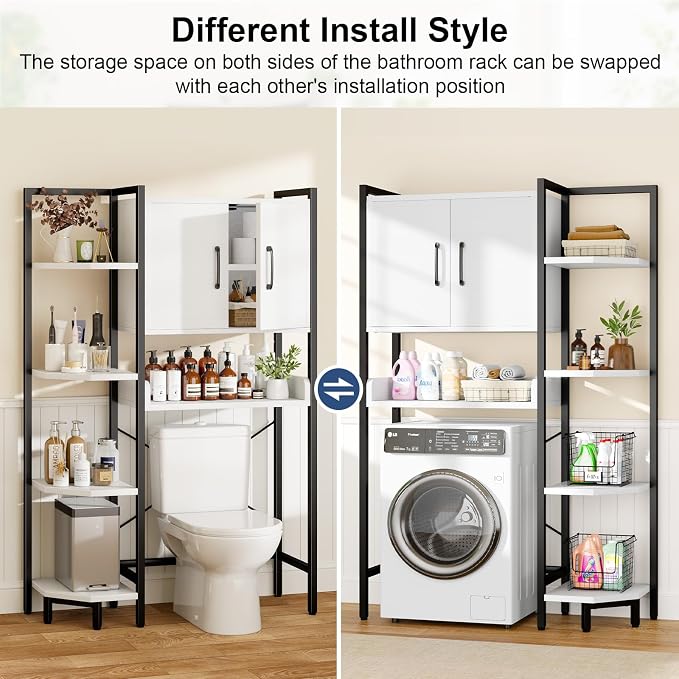 K2 Heavy Duty 7-Tier Over The Toilet Storage Cabinet（With Magnetic Doors & - Image 5