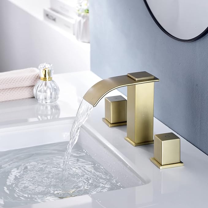 Luxury Brass 8 Inch Modern Widespread Waterfall Bathroom Sink Faucets - Image 4