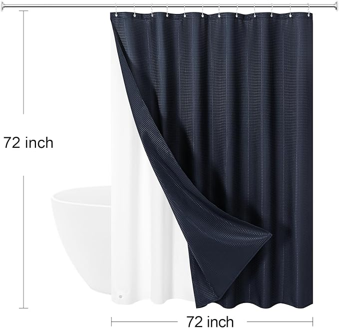 3 in 1 Shower Curtain Set, Waterproof Fabric Shower Curtains - Image 8