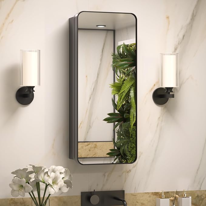 Keonjinn 15 x 36 Inch Black Slim Medicine Cabinets, Narrow Bathroom Medicine by Keonjinn