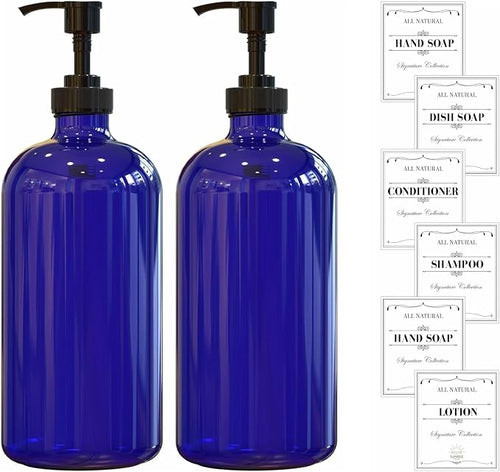 16 OZ Cobalt Blue Glass Soap Dispenser by SunrisePremium