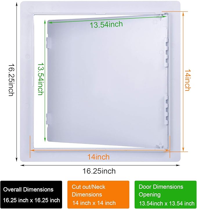 Plastic Wall & Ceiling Access Panel, 14 x 14 Inch, Reinforced Hinged - Image 2