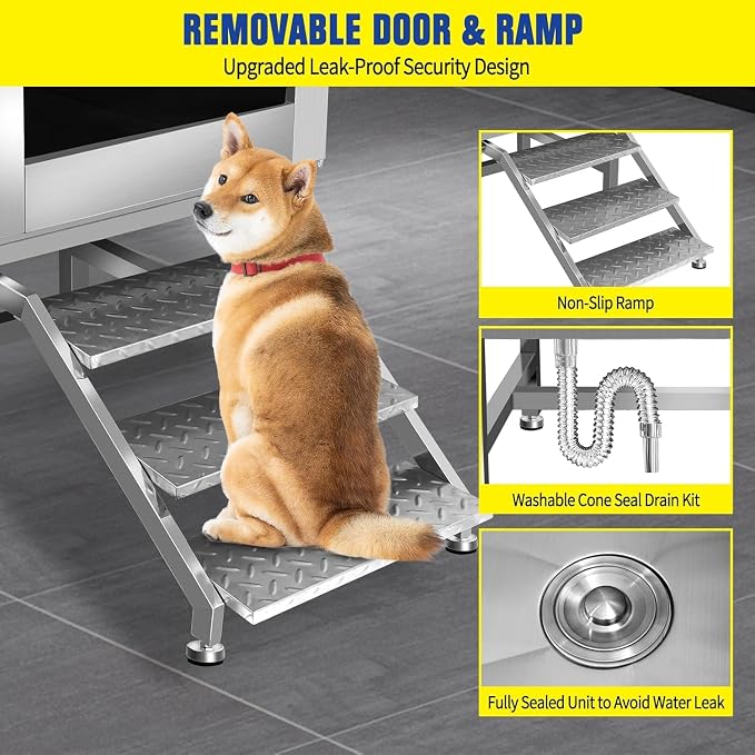 50 Inch Stainless Steel Dog Washing Station, Professional Grooming Tub - Image 3
