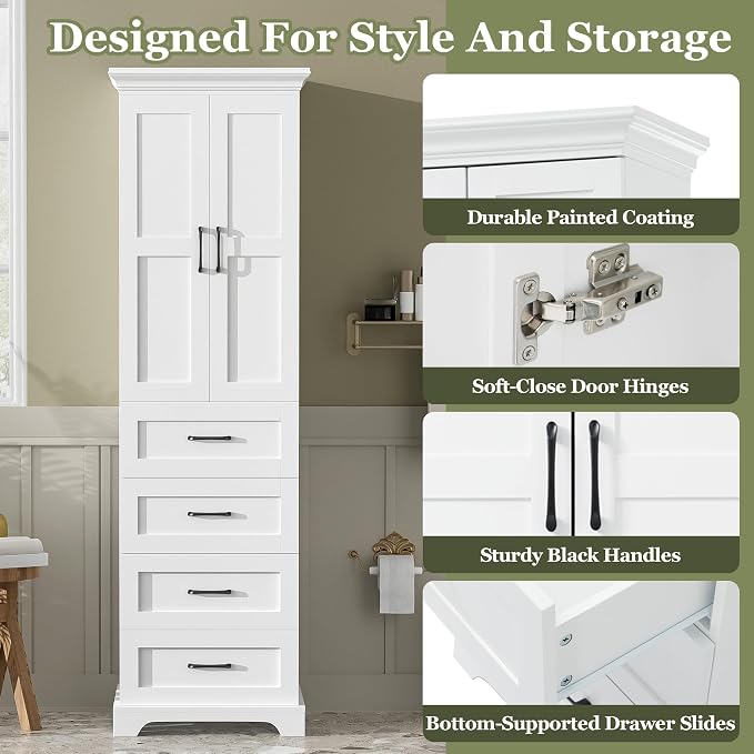 Merax 71.6" Tall Bathroom Storage Cabinet - Image 4