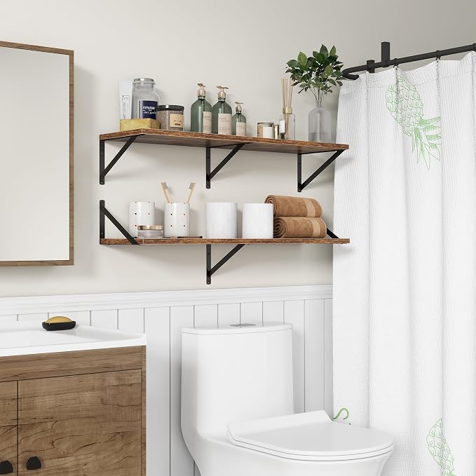 36"W x 10"D Floating Shelves, 10 Inch Deep Floating Shelves, Farmhouse Rustic - Image 2