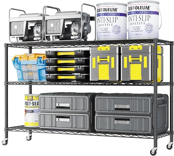 3 Tier Storage Racks Shelving, Heavy Steel Pantry Shelves, Adjustable Wire by Unknown