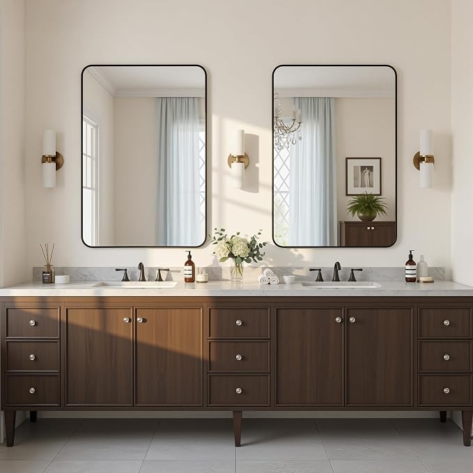 Antok 2-Pack Bathroom Mirrors, Decorative Mirror Vanity Mirror Aluminum Alloy - Image 3