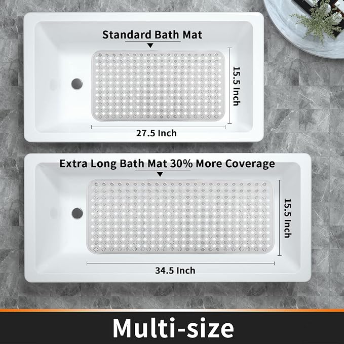 Yimobra Bathtub Mat Non Slip, Super Strong Suction Cups, 27.5"x15.5" Long - Image 6