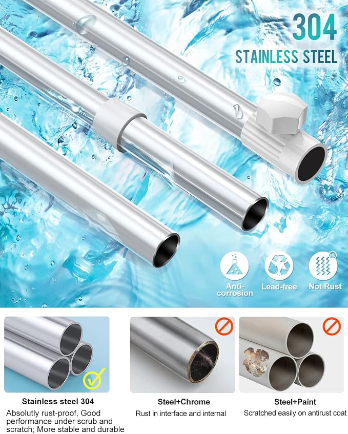 4 Layer Corner Shower Caddy, Stainless Steel ​Constant Tension Pole Shower - Image 3