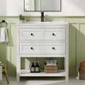 30 Inch Bathroom Vanity with Sink, Farmhouse Storage Cabinet with Drawers & by DELUXELIVING