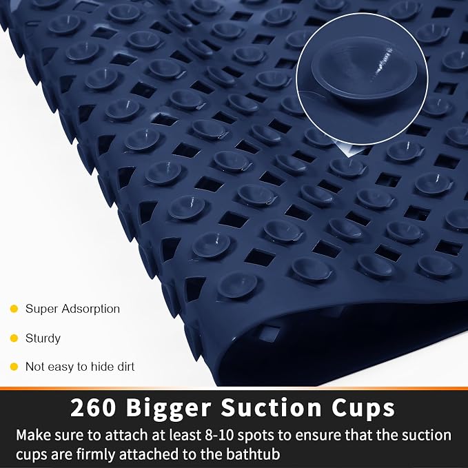Yimobra Non Slip Bath Mat, Super Strong Suction Cups, 34.5"x15.5"Long Tub Mat - Image 2