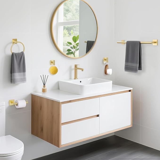 TURS 5-Pieces Brushed Gold Bathroom Hardware Set 23.6 Inch SUS304 Stainless - Image 6