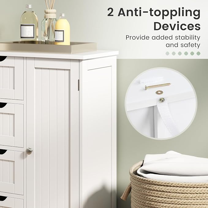 Tangkula Bathroom Floor Cabinet, Freestanding Storage Cabinet - Image 6
